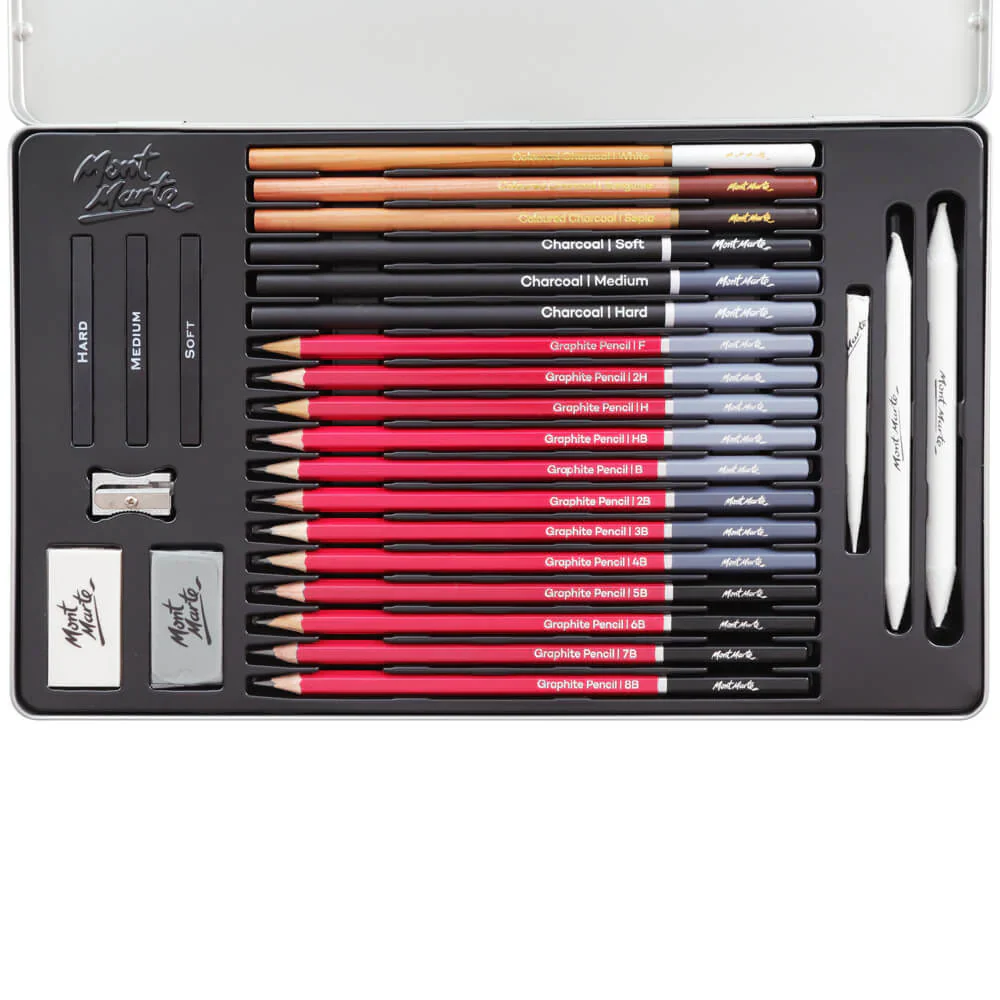 Mont Marte Sketching Tin Set Signature 27pc - Image 2