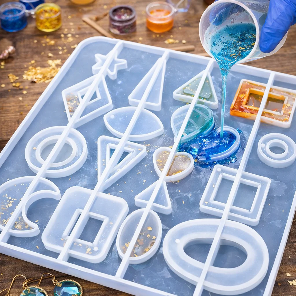Multi-Shape Silicone Resin Mold Tray – Geometric, Heart, Moon & Oval Epoxy Casting Mold for DIY Jewelry & Craft Making - Image 3