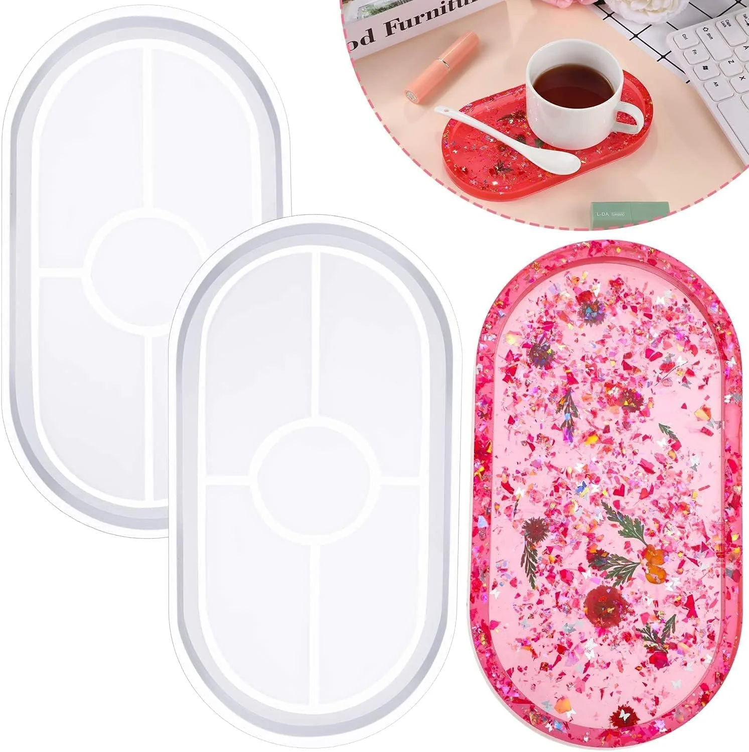Oval Silicone Resin Tray Mold – DIY Epoxy Serving Tray & Decorative Art Casting Mold - Image 5