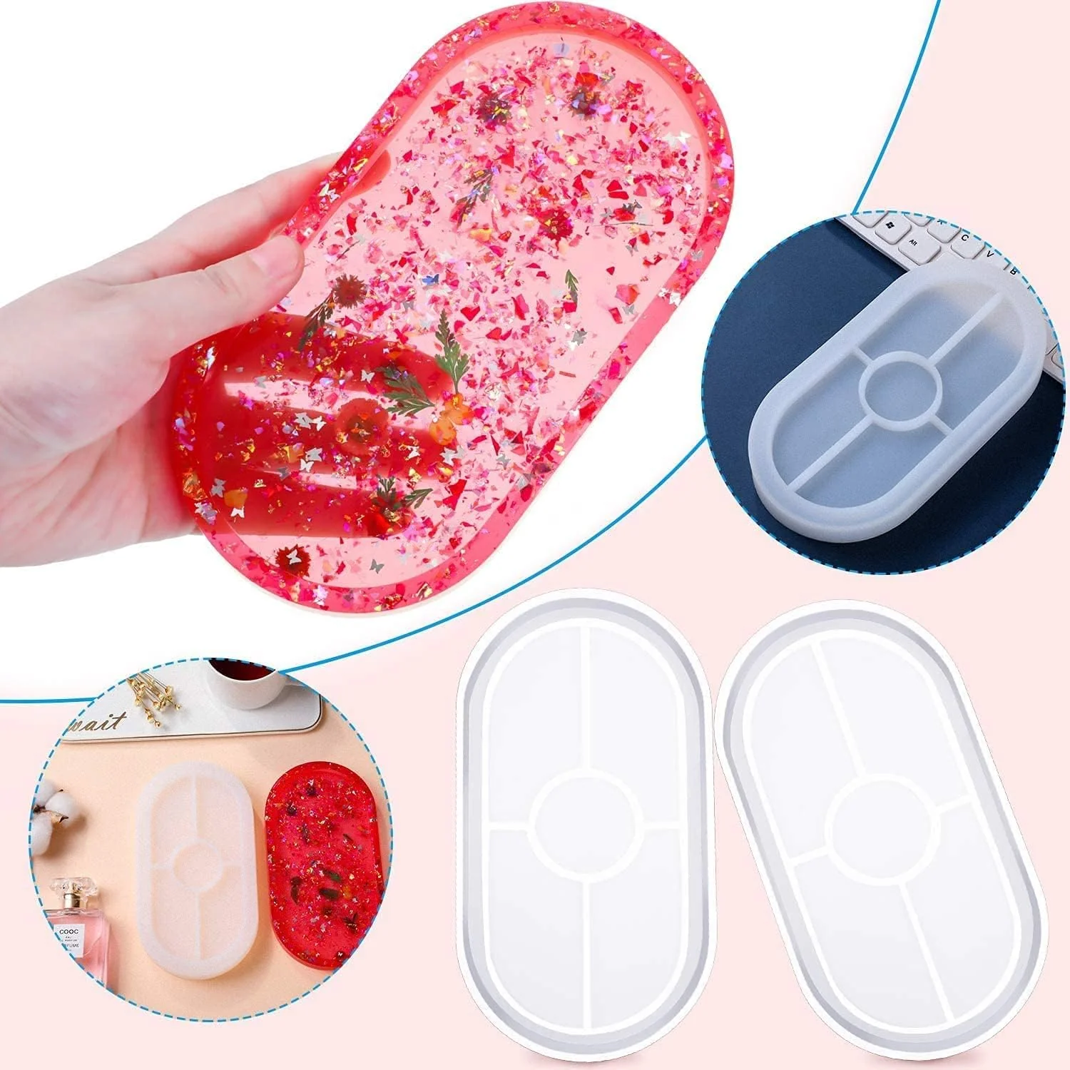 Oval Silicone Resin Tray Mold – DIY Epoxy Serving Tray & Decorative Art Casting Mold - Image 6