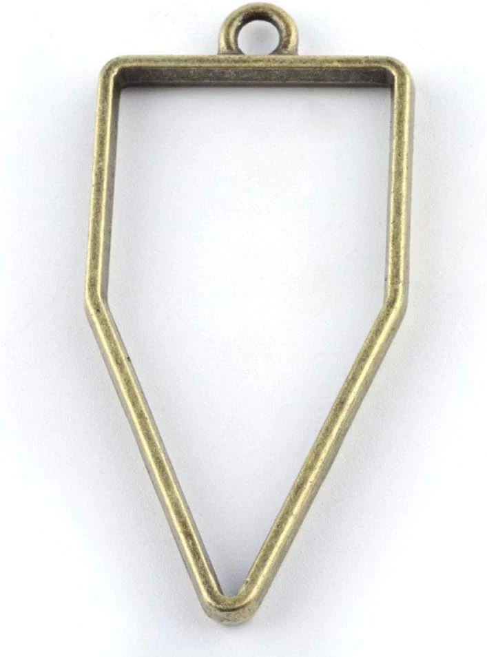 Pandat Alloy Polygon Open Back Bezel Pendants Rack Plating 45x22x3.5mm Hollow Mold Frame Pendants for DIY Resin Pressed Flower Jewelry 1pc