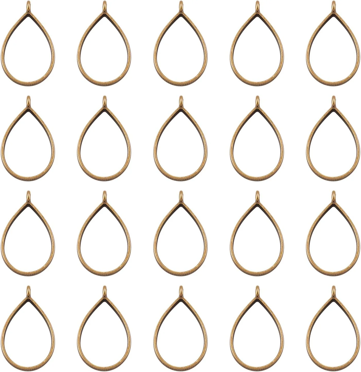 Pendat  Antique Bronze Alloy Open Back Bezel Pendants 33.9x20.5mm Drop Metal Hollow Frame Pendant Blanks for DIY Epoxy Resin Pressed Flower Jewelry 1pc