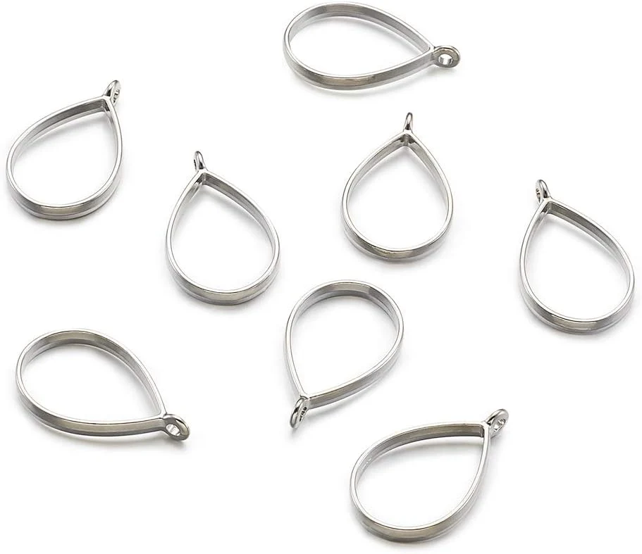 Pendat  Antique Bronze Alloy Open Back Bezel Pendants 33.9x20.5mm Drop Metal Hollow Frame Pendant Blanks for DIY Epoxy Resin Pressed Flower Jewelry 1pc - Image 8