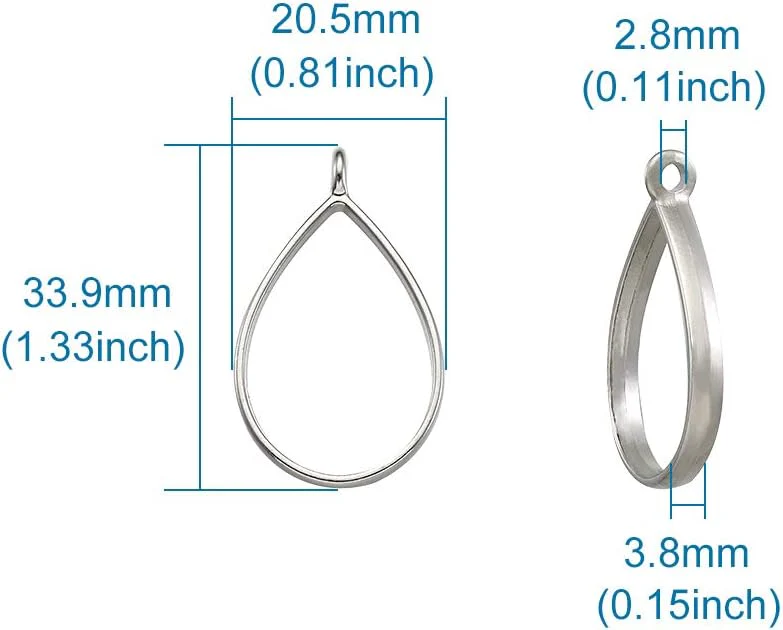 Pendat  Antique Bronze Alloy Open Back Bezel Pendants 33.9x20.5mm Drop Metal Hollow Frame Pendant Blanks for DIY Epoxy Resin Pressed Flower Jewelry 1pc - Image 9