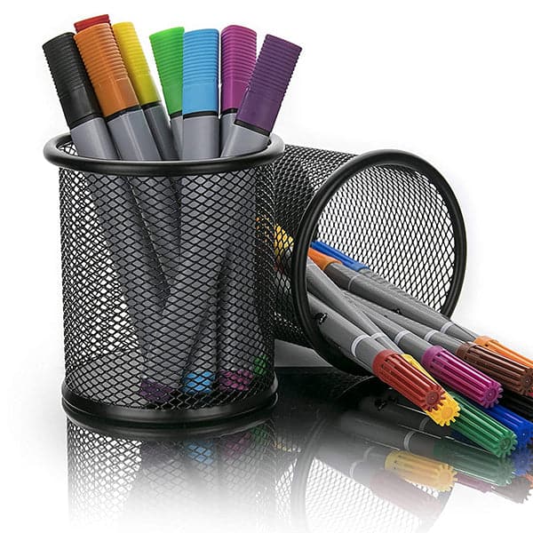 Pen Stand and Stationery Holder Metal Mesh Round - Image 3