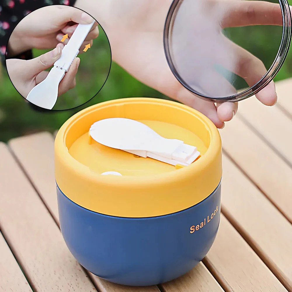 Portable Airtight Lunch Box with Foldable Spork - Image 3
