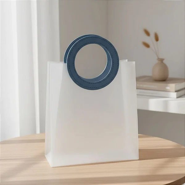 Premium Frosted Transparent Gift Bag with Round Handle – 30x20x7cm Large Reusable Shopping & Packaging Bag 3pcs - Image 2