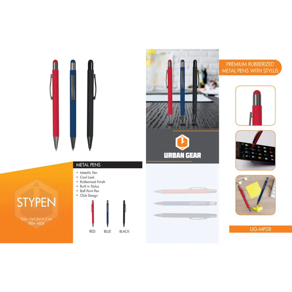 Premium Rubberized Metal Ball Pen With Stylus 1pc - Image 3