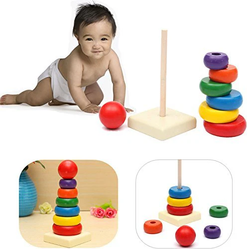Premium Wooden Rainbow Stacking Rings, Educational BPA-Free Toy for Brain Development & Fine Motor Skills, Classic Fun & Learning - Image 4