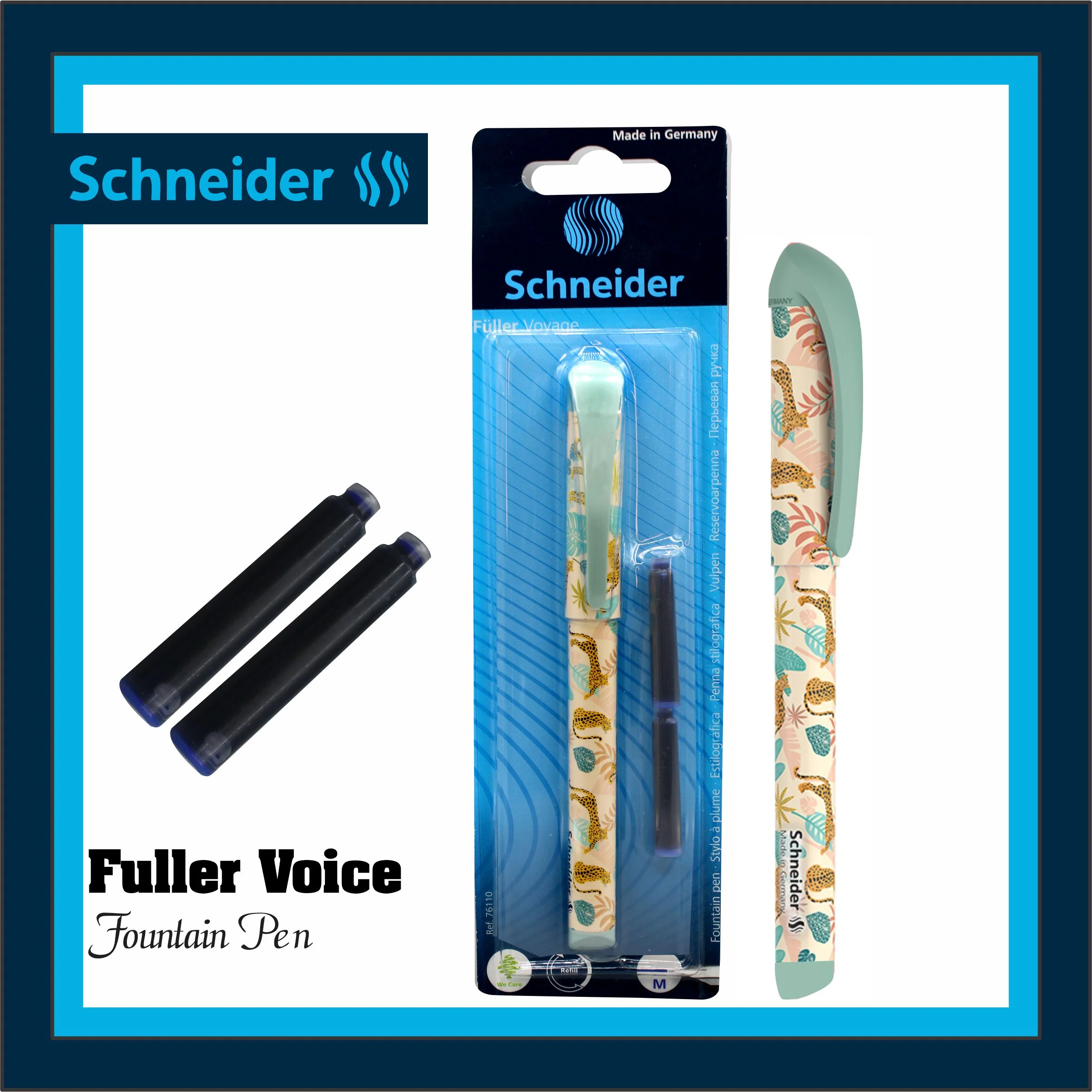 Schneider Fuller Voice Jungle Fountain Pen Blister Pack - Image 2