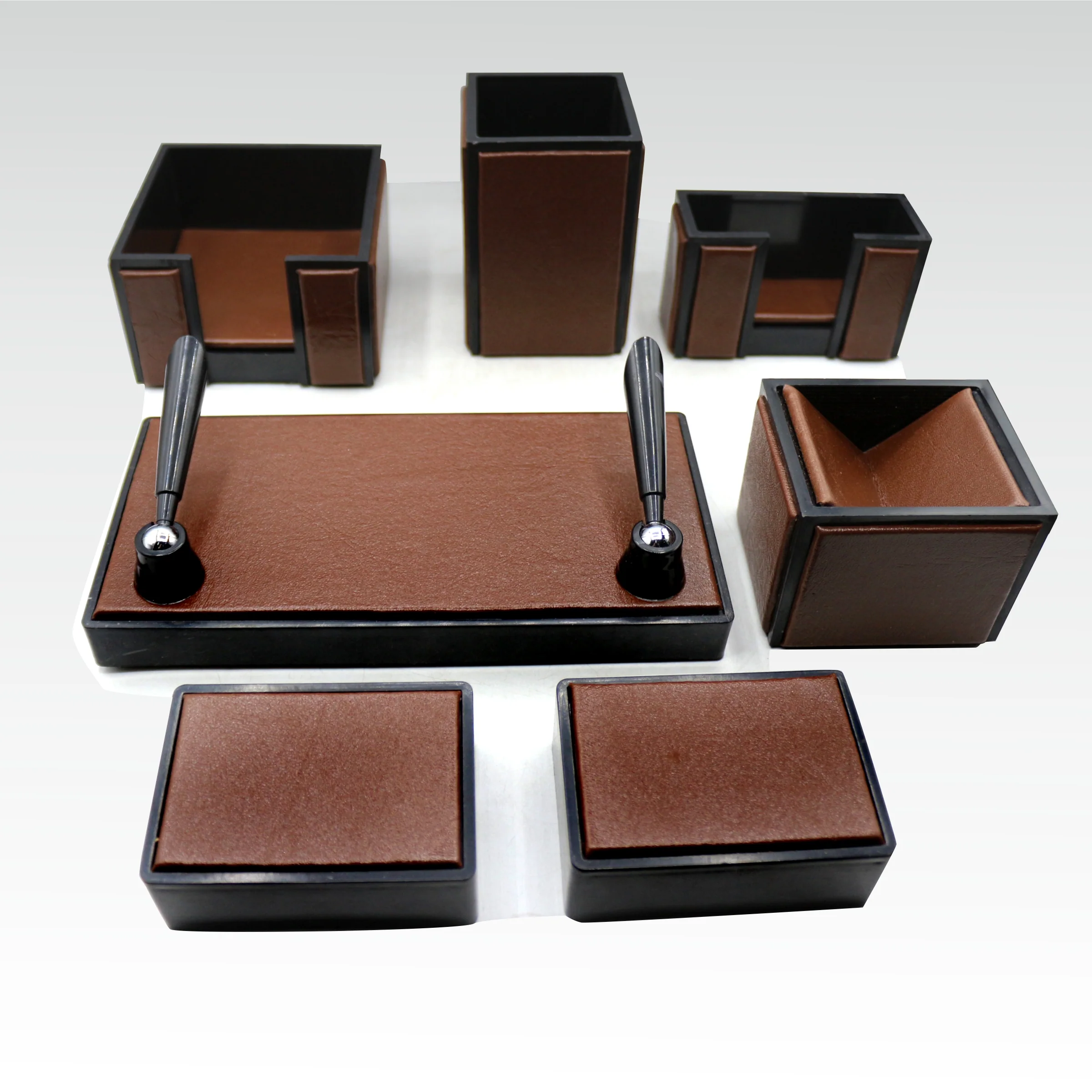 Senator Rexine Leather Desk Organizer 7pcs Set #20(Brown) - Image 8