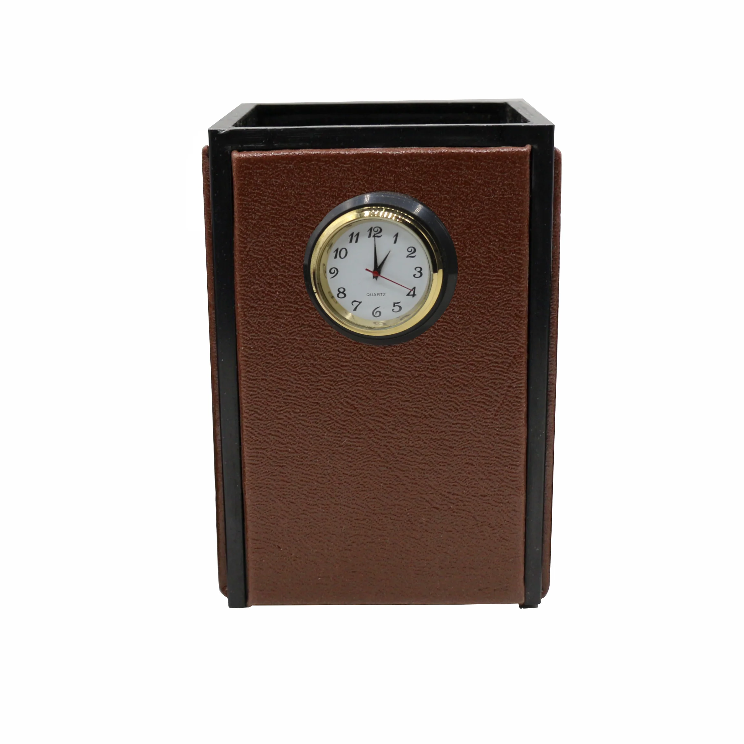 Senator Rexine Leather Office Desk Organizer 7pcs Set With Watch #20(Brown) - Image 4