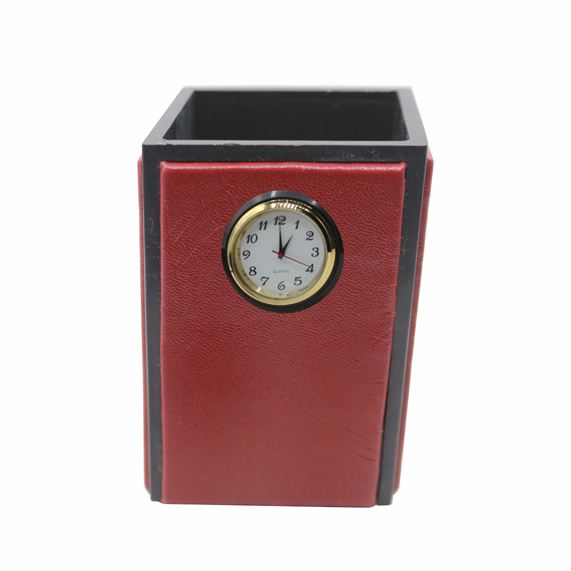 Senator Rexine Leather Office Desk Organizer 7pcs Set With Watch #20(Red) - Image 3