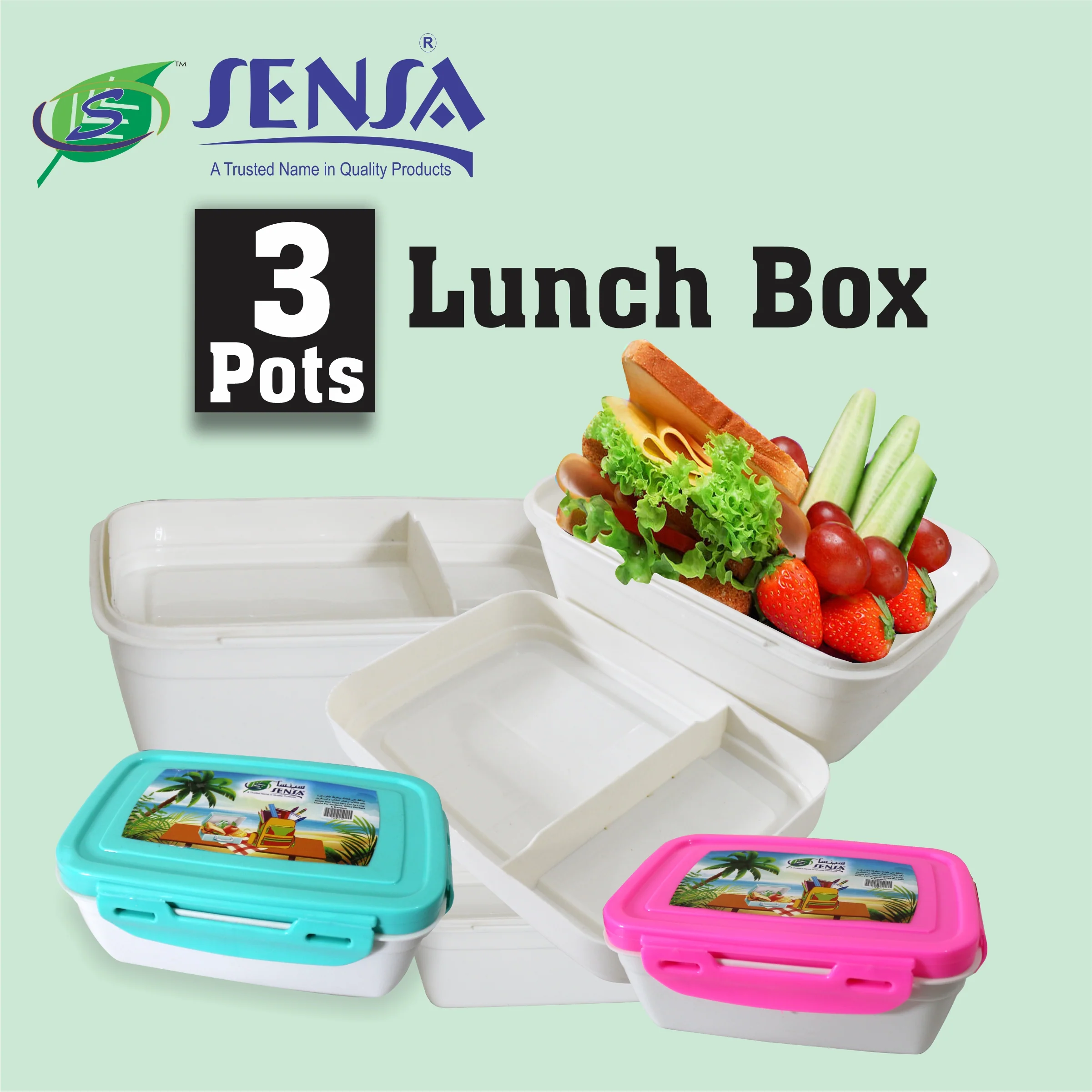 Sensa Plastic Lunch Box 3 Pots - Image 14