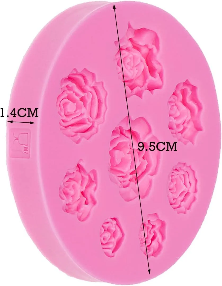 Silicone Mold Round 9 Flowers – Pink Multi-Size Rose Shape Epoxy Resin Casting Mold for Candle, Soap, Fondant, Chocolate and DIY Craft Decoration Projects - Image 4
