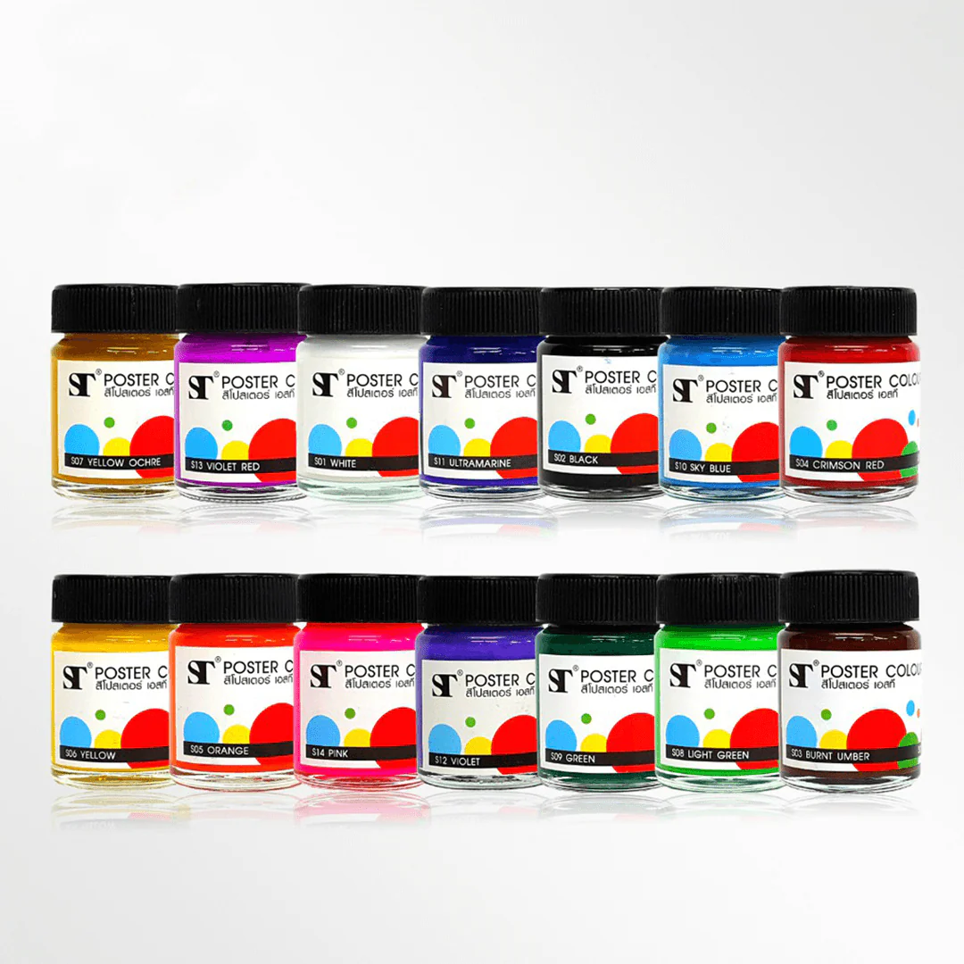 ST Poster Color Paints Set Pack of 12 X 15ml - Image 2