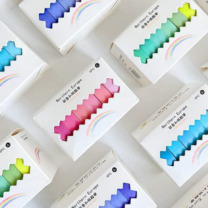 Vibrant Color Shades Washi Tape Set of 6 - Image 4