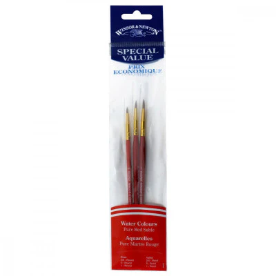 Winsor & Newton Pure Red Sablee Value Pack Set of 3 Brushes - Image 4