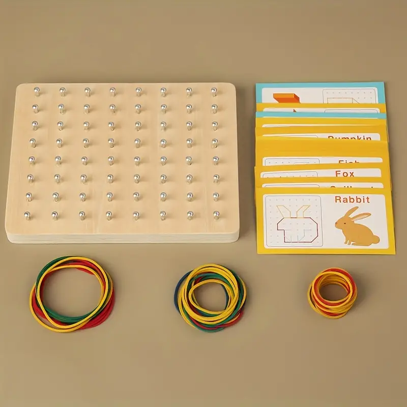 Wooden Montessori Geometry Creative Peg Board - Image 3