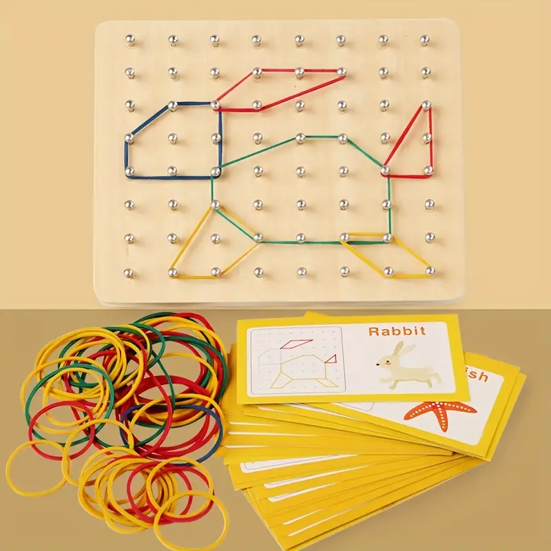Wooden Montessori Geometry Creative Peg Board - Image 4