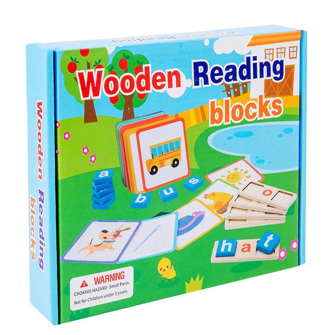 Wooden Reading Blocks Educational Toy for Kids - Image 3