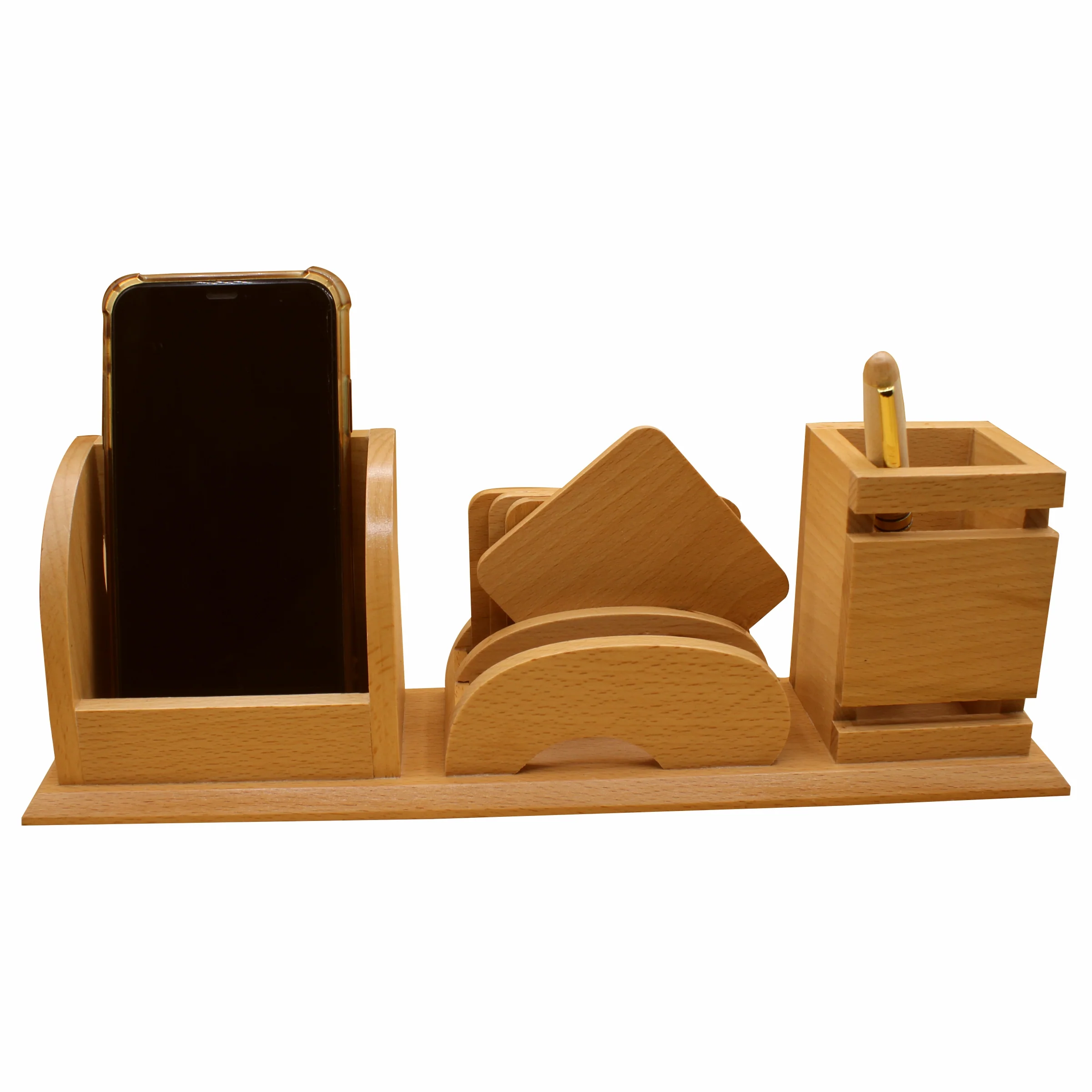 Wooden Table Desk Organizer with Wooden Ballpoint Pen Deal No.207 - Image 3