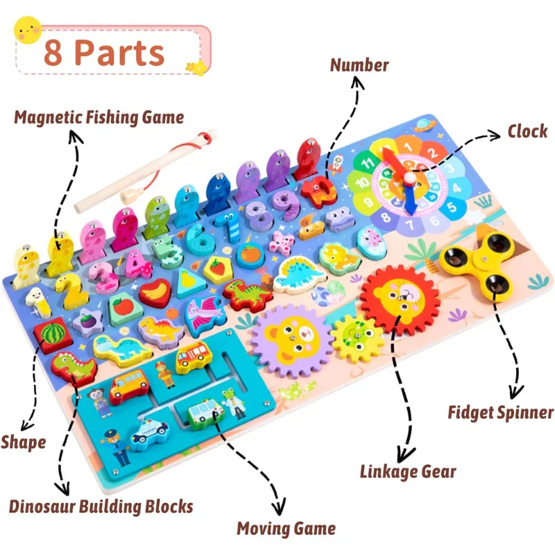 Wooden Toy 8 in 1 Matching Board - Image 2